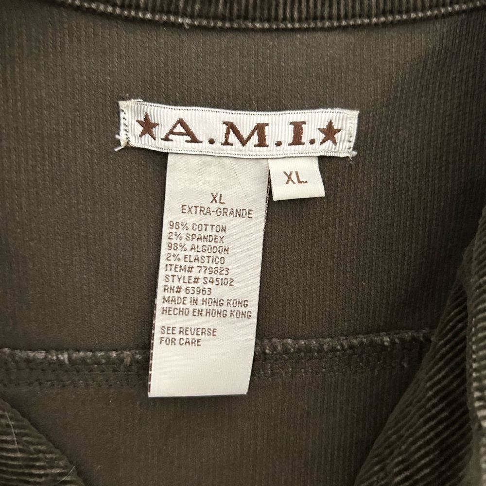 AMI Brown Denim Corduroy‎ Jean Jacket Size XL - Picture 5 of 6